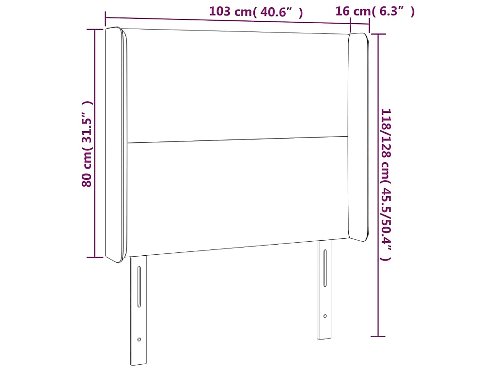 Cabeceira cama c/ abas tecido 103x16x118/128 cm castanho-escuro