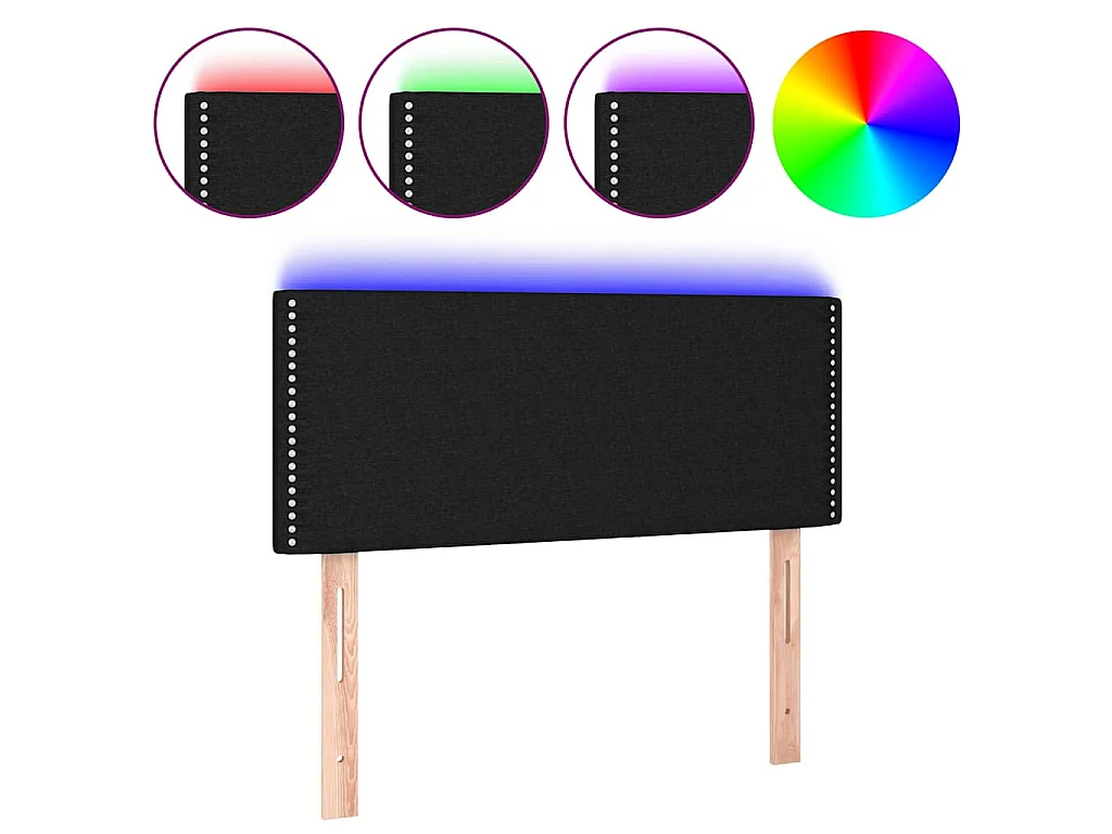 Hoofdbord LED 100x5x78/88 cm stof zwart