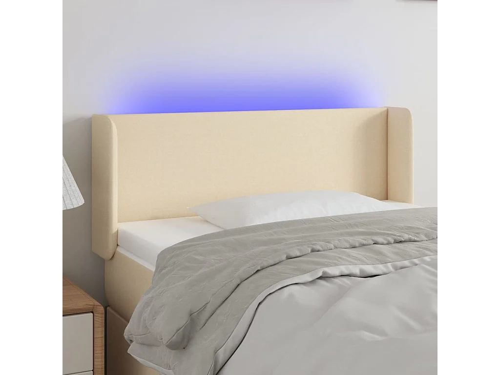 Hoofdbord LED 93x16x78/88 cm stof crèmekleurig