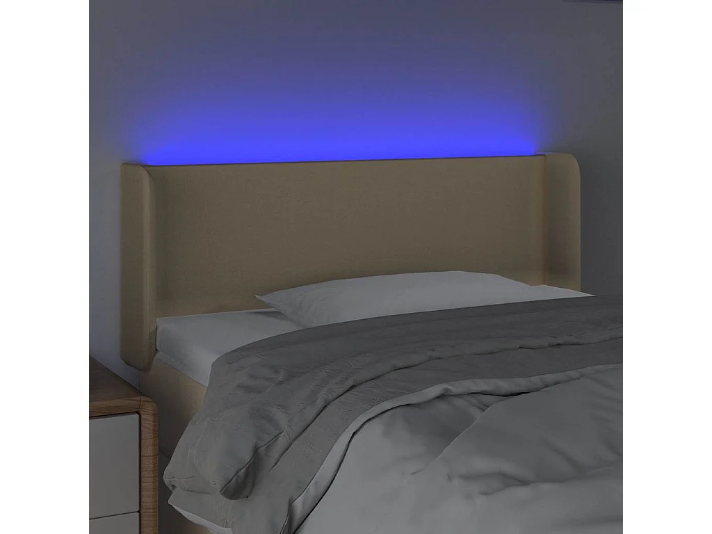 Hoofdbord LED 93x16x78/88 cm stof crèmekleurig