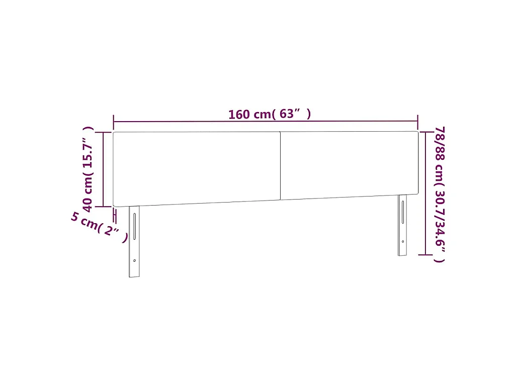 Cabecero con LED cuero sintético gris 160x5x78/88 cm