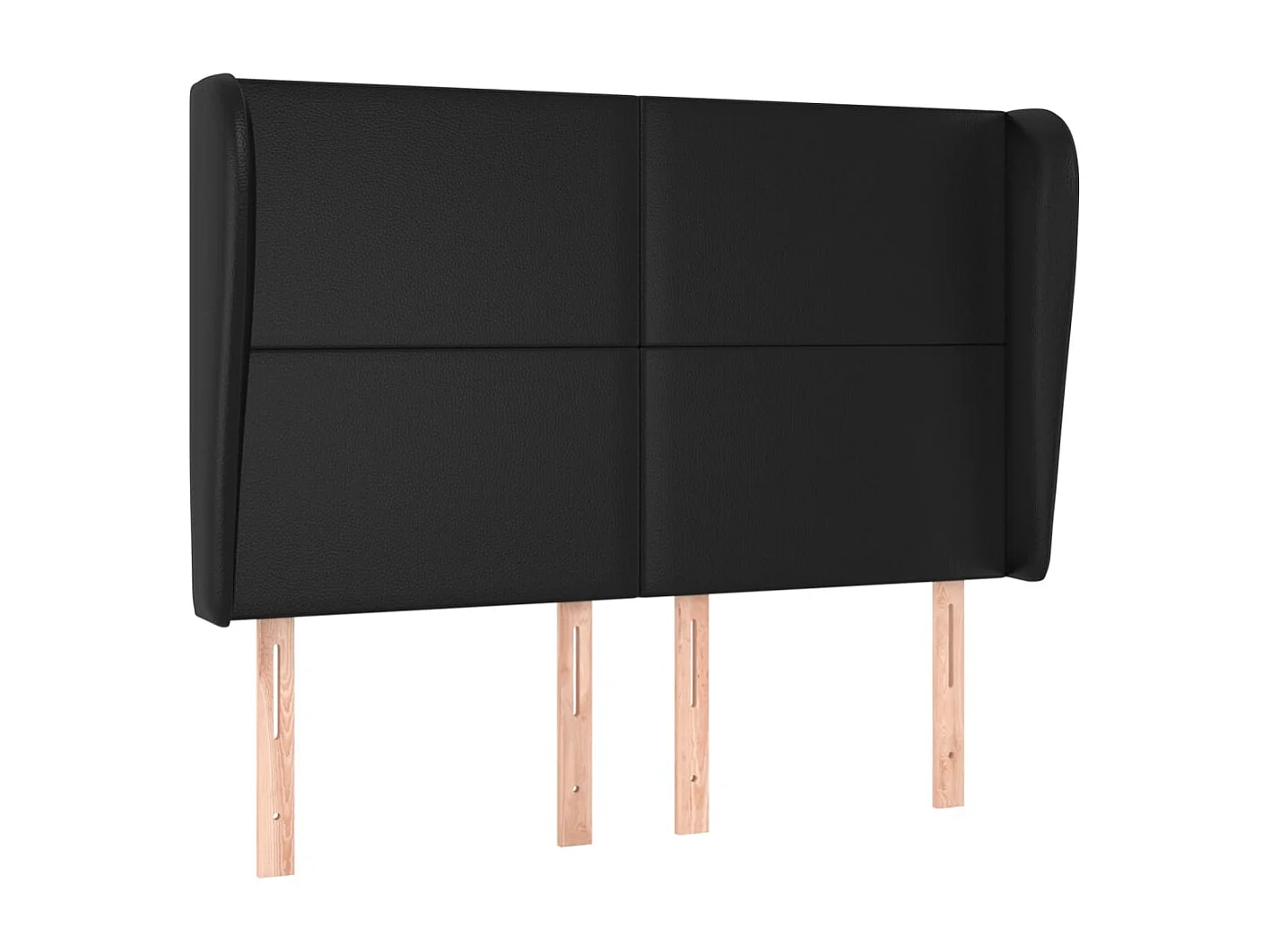 Cabecero con orejas de cuero sintético negro 147x23x118/128 cm