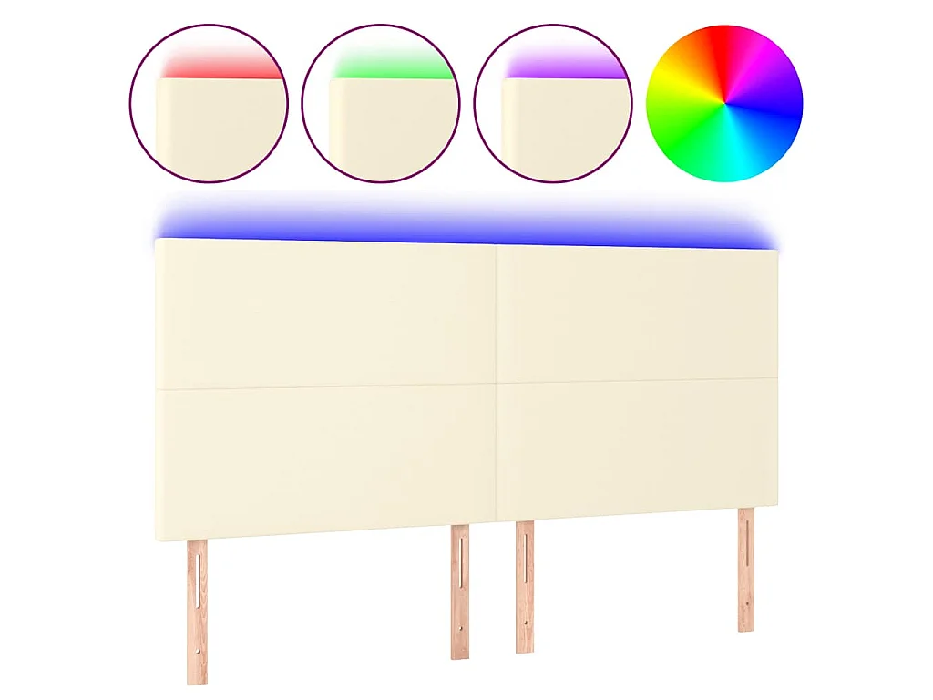 Hoofdbord LED 180x5x118/128 cm kunstleer crèmekleurig