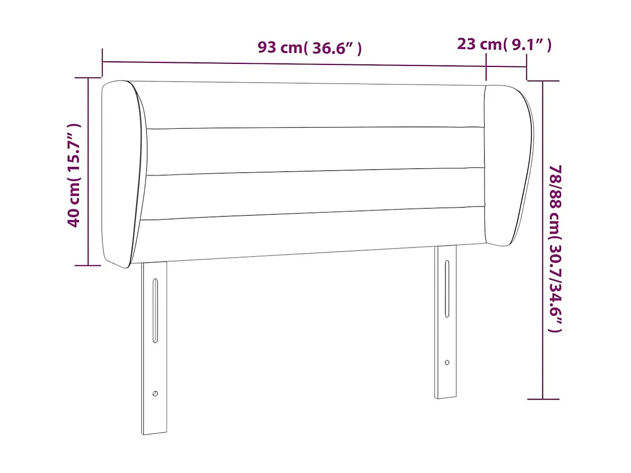 Tête de lit avec oreilles Bleu foncé 93x23x78/88 cm Velours