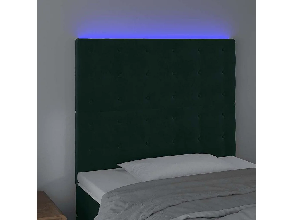 Tête de lit à LED Vert foncé 100x5x118/128 cm Velours