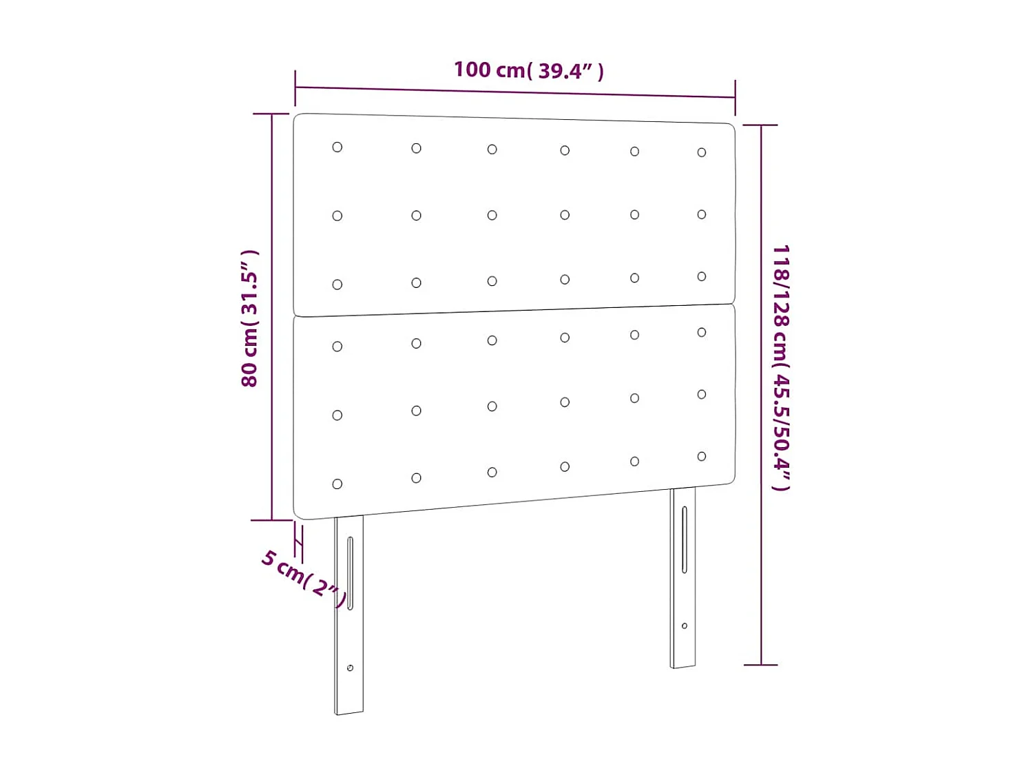 Tête de lit à LED Vert foncé 100x5x118/128 cm Velours
