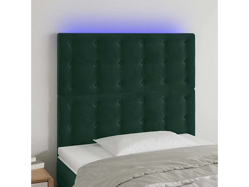 Tête de lit à LED Vert foncé 100x5x118/128 cm Velours