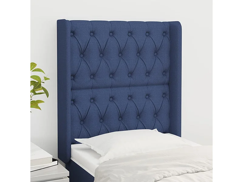 Tête de lit avec oreilles Bleu 83x16x118/128 cm Tissu