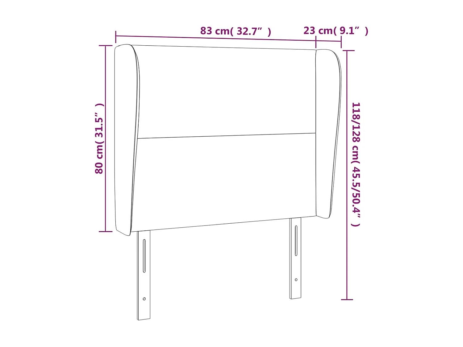 Kopfteil mit Ohren Dunkelgrau 83x23x118/128 cm Samt