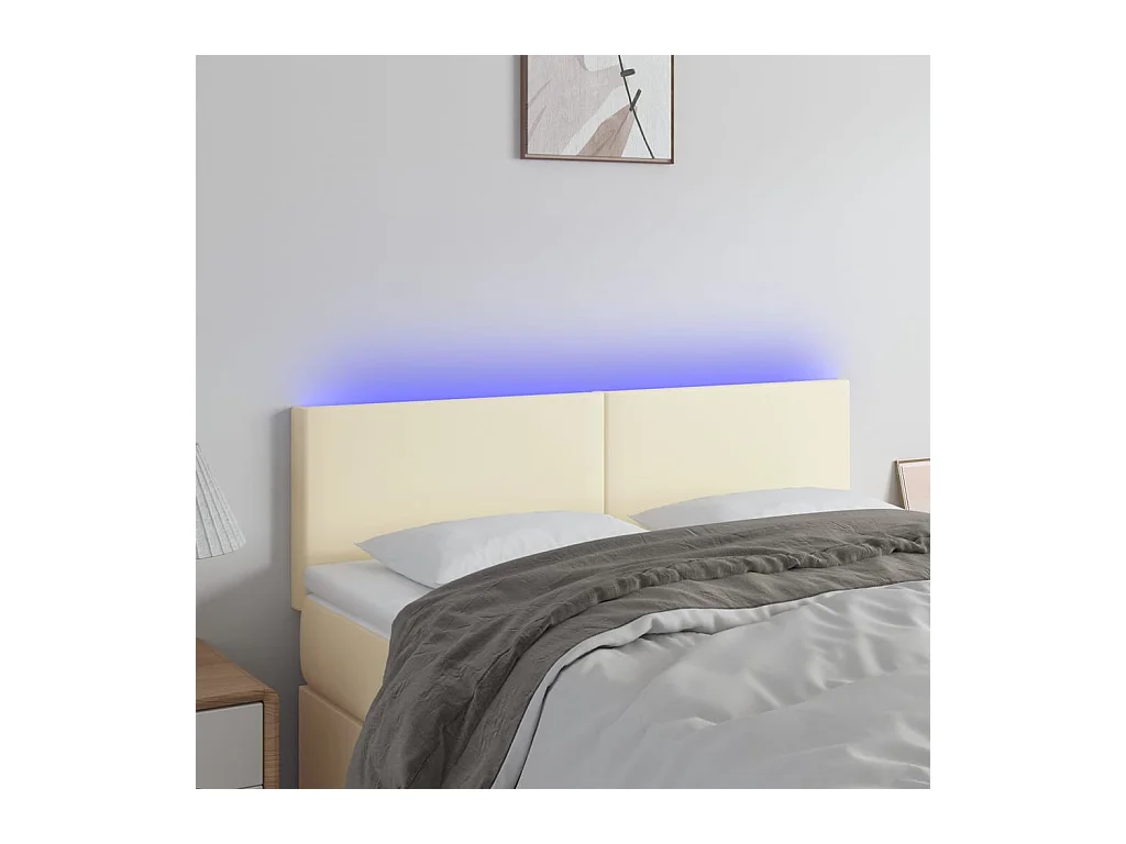 Tête de lit à LED Crème 144x5x78/88 cm Similicuir