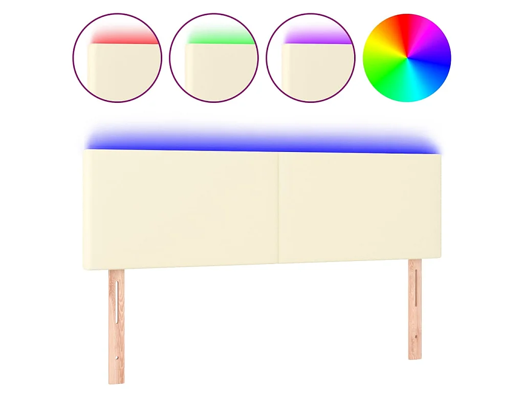 Hoofdbord LED 144x5x78/88 cm kunstleer crèmekleurig