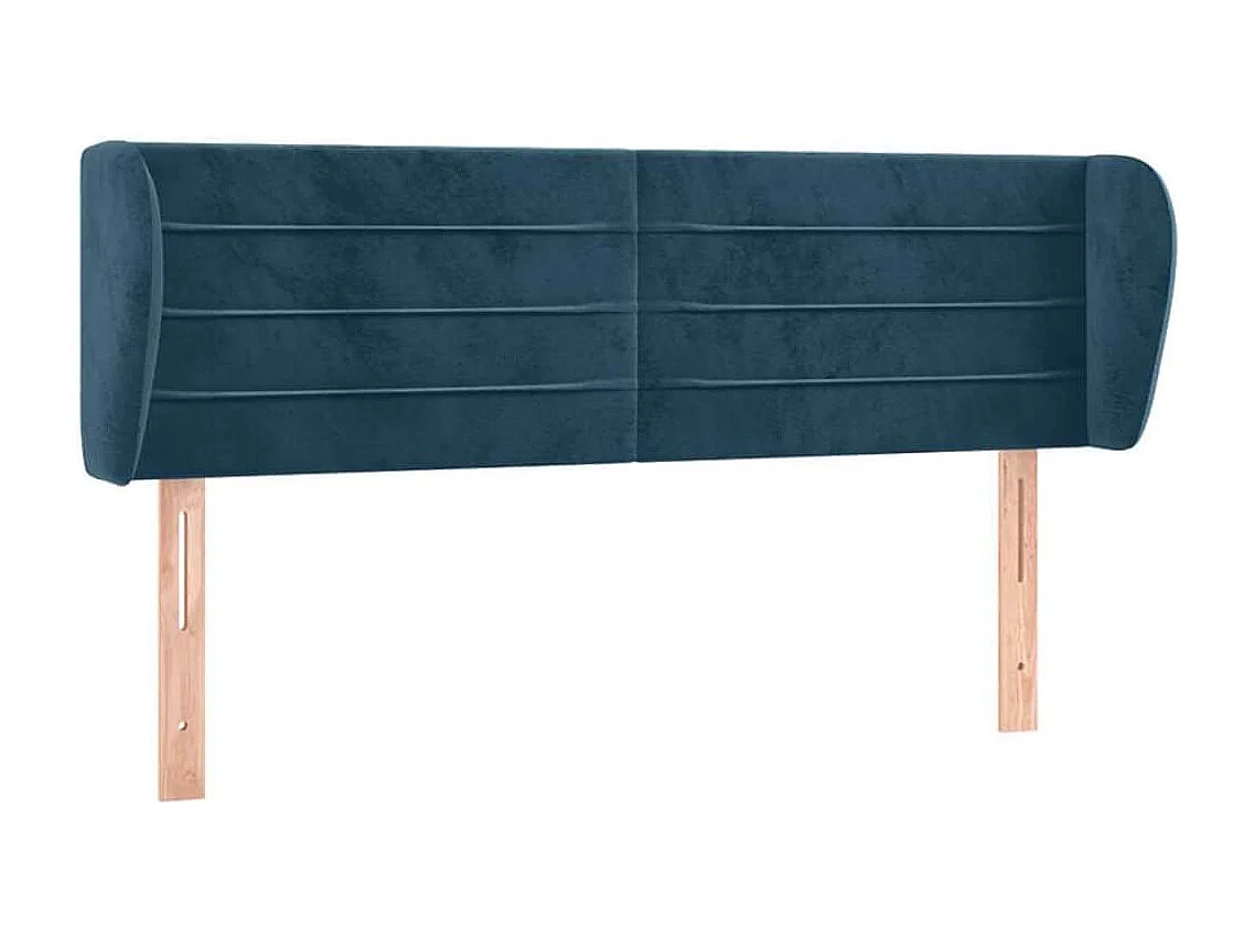 Tête de lit avec oreilles Bleu foncé 147x23x78/88 cm Velours