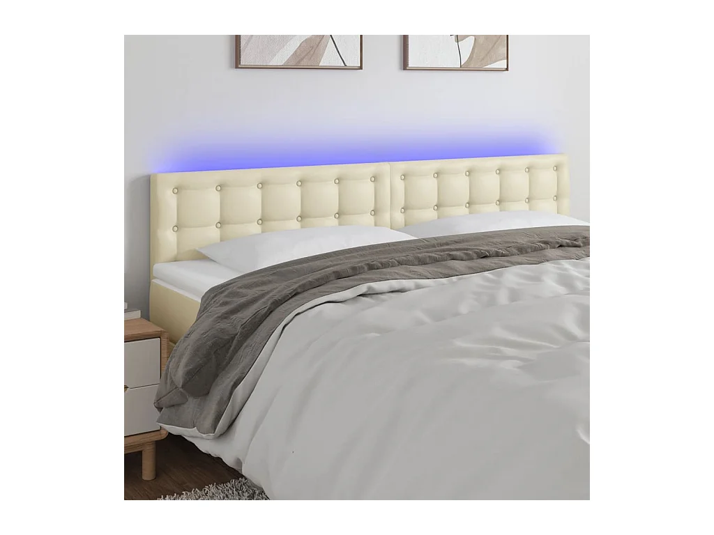 Tête de lit à LED Crème 200x5x78/88 cm Similicuir