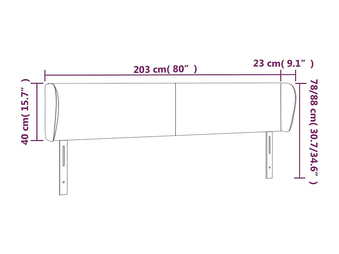 Testiera ad Orecchio Grigio 203x23x78/88 cm in Similpelle
