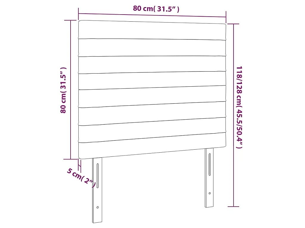 LED Kopfteil Dunkelbraun 80x5x118/128 cm Stoff