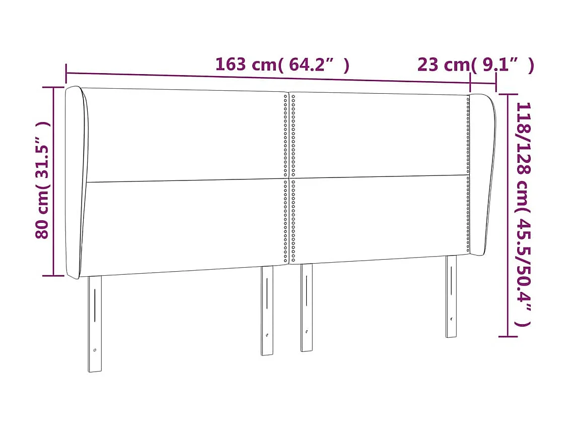 Cabeceira cama c/ abas couro artif. 163x23x118/128 cm cinzento