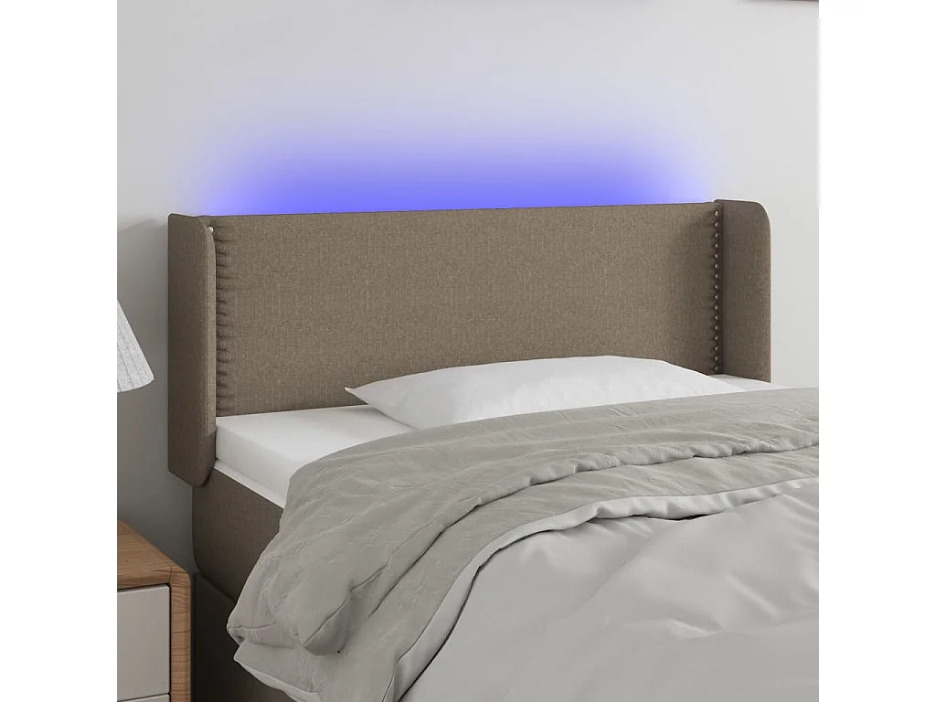 Testiera a LED Tortora 93x16x78/88 cm in Tessuto