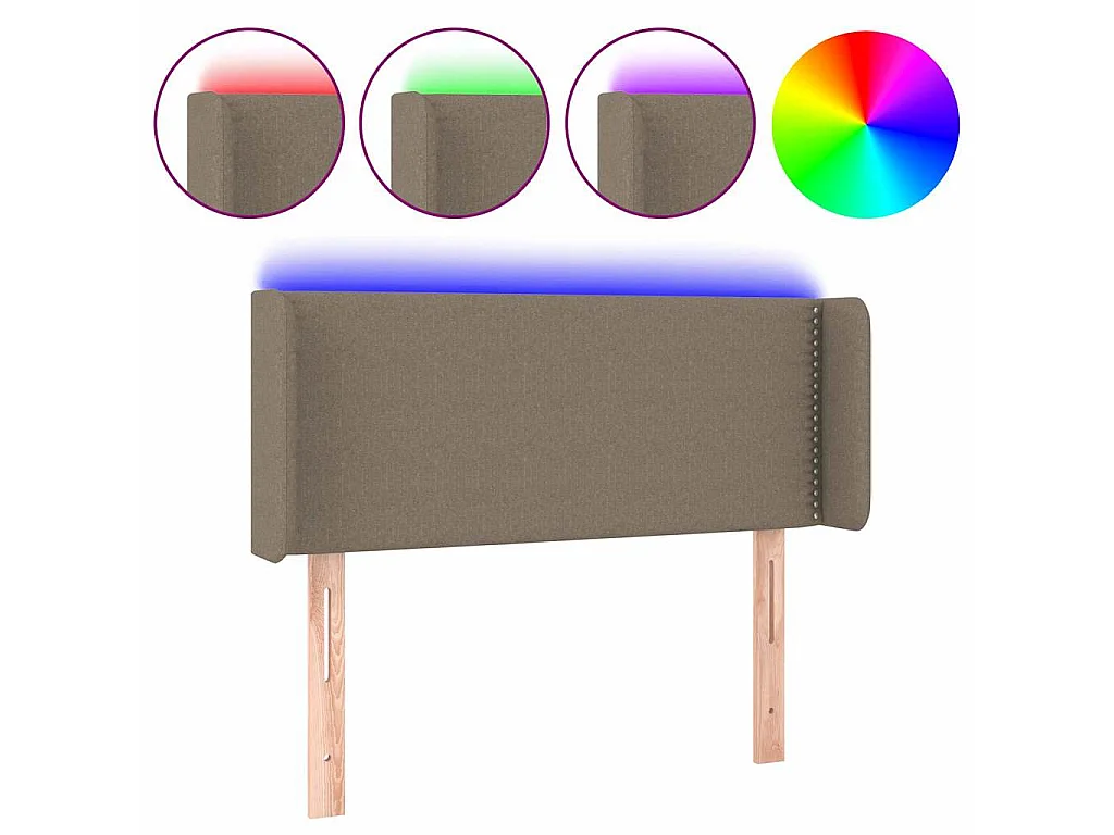 Tête de lit à LED Taupe 93x16x78/88 cm Tissu