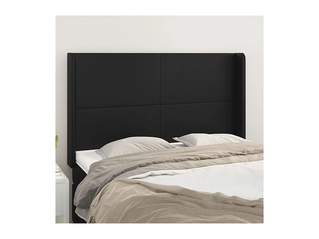 Testiera ad Orecchio Nera 147x16x118/128 cm in Similpelle