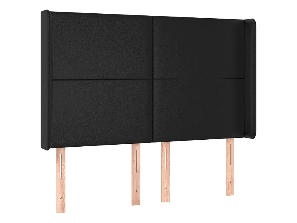 Hoofdbord met randen 147x16x118/128 cm kunstleer zwart