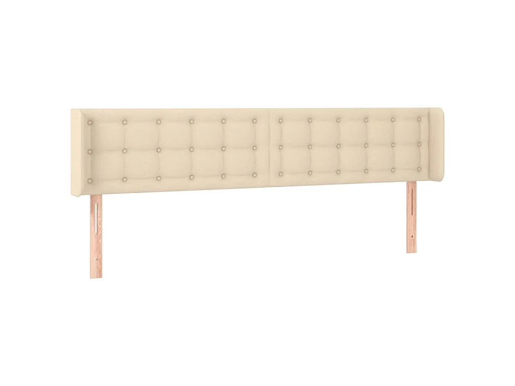 Hoofdbord met randen 203x16x78/88 cm stof crèmekleurig