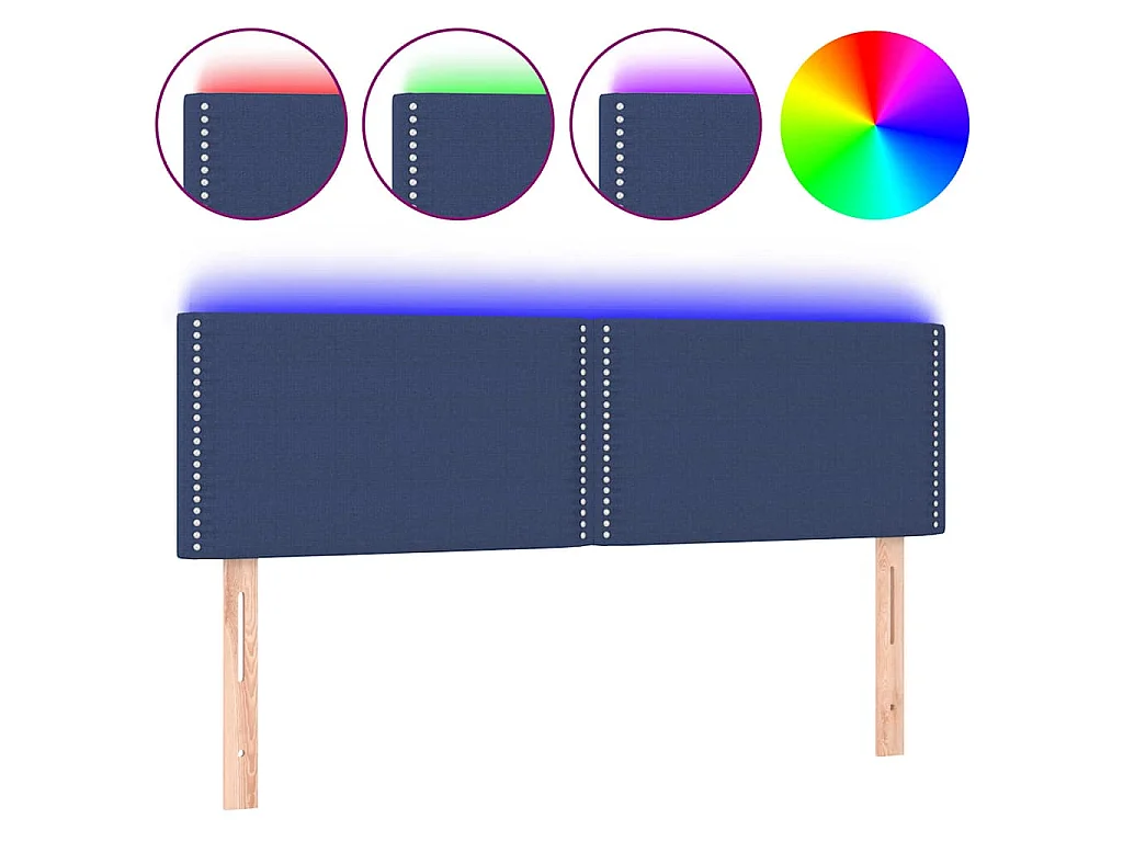 Tête de lit à LED Bleu 144x5x78/88 cm Tissu