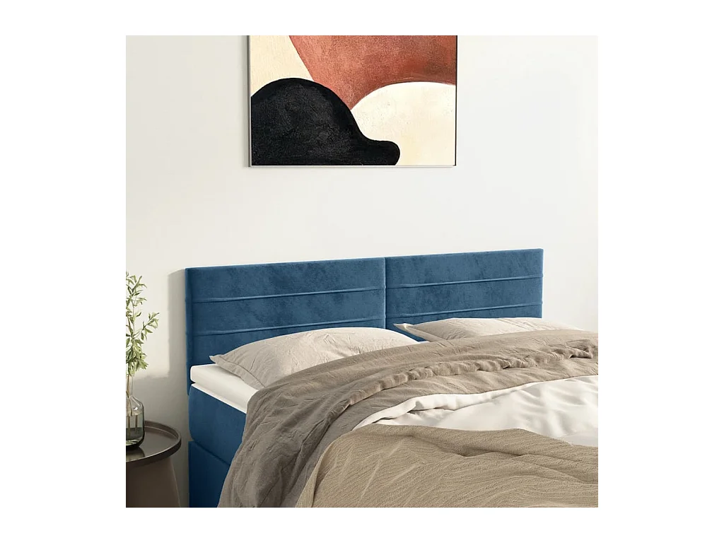 Têtes de lit 2 pcs Bleu foncé 72x5x78/88 cm Velours