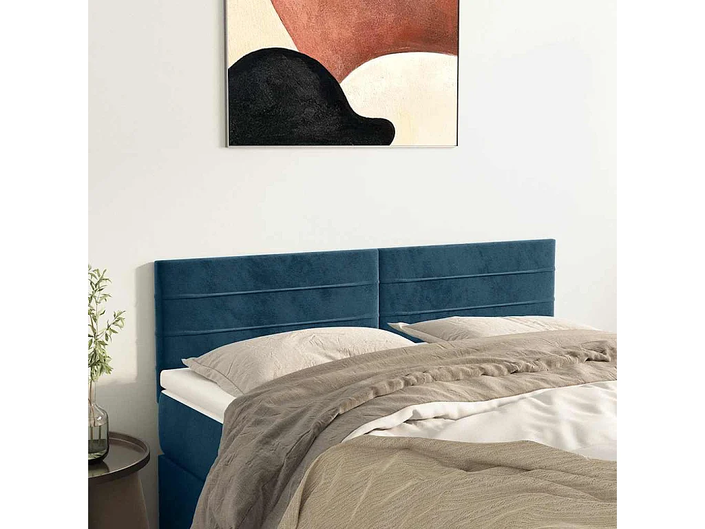 Têtes de lit 2 pcs Bleu foncé 72x5x78/88 cm Velours