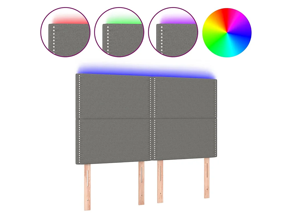 Testiera a LED GrigioScuro 144x5x118/128cm inTessuto