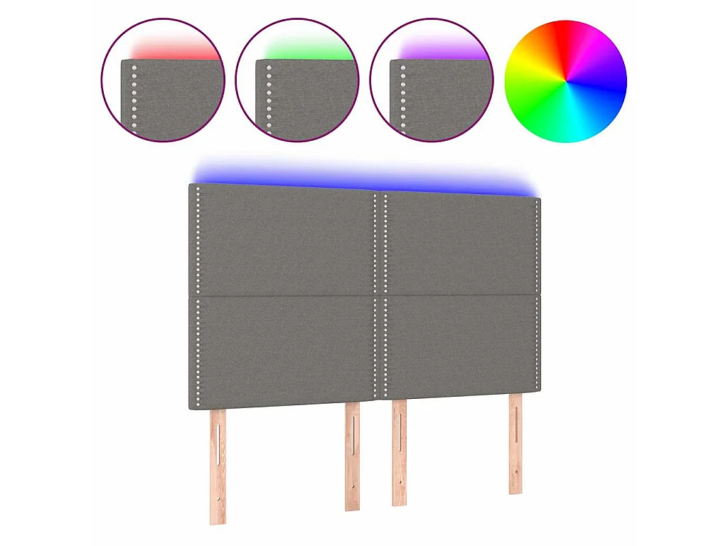 Testiera a LED GrigioScuro 144x5x118/128cm inTessuto