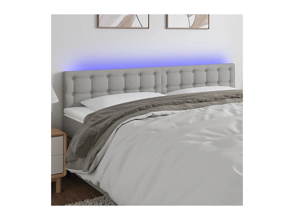 Tête de lit à LED Gris clair 200x5x78/88 cm Tissu