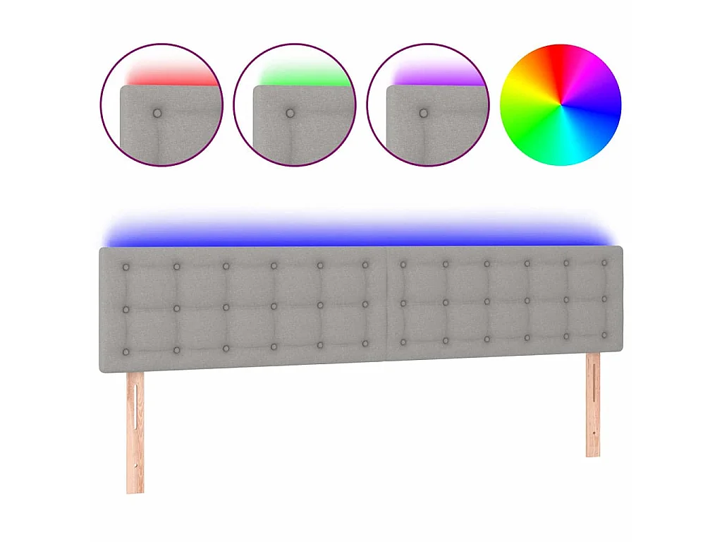 Testiera a LED Grigio Chiaro 200x5x78/88 cm in Tessuto