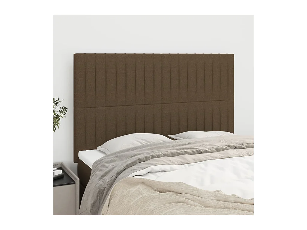 Tête de lit Marron foncé 144 x 5 x 118/128 cm Tissu