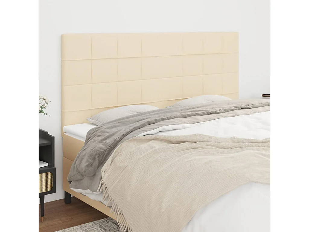 Tête de lit Crème 160x5x118/128 cm Tissu