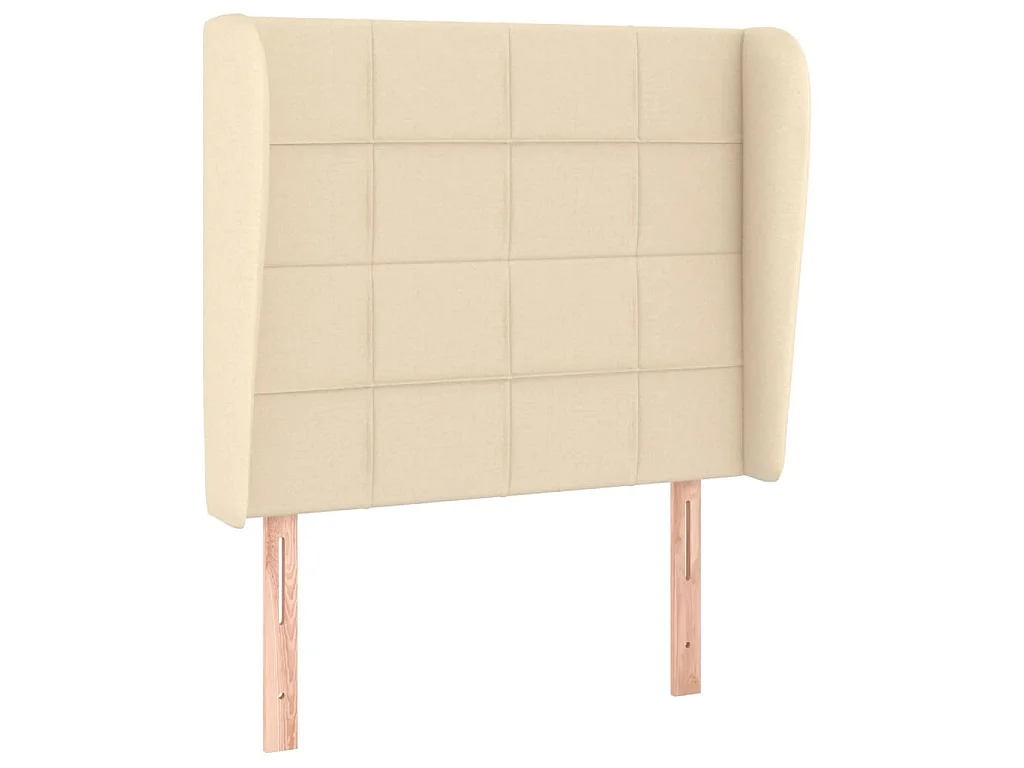 Hoofdbord met randen 83x23x118/128 cm stof crèmekleurig