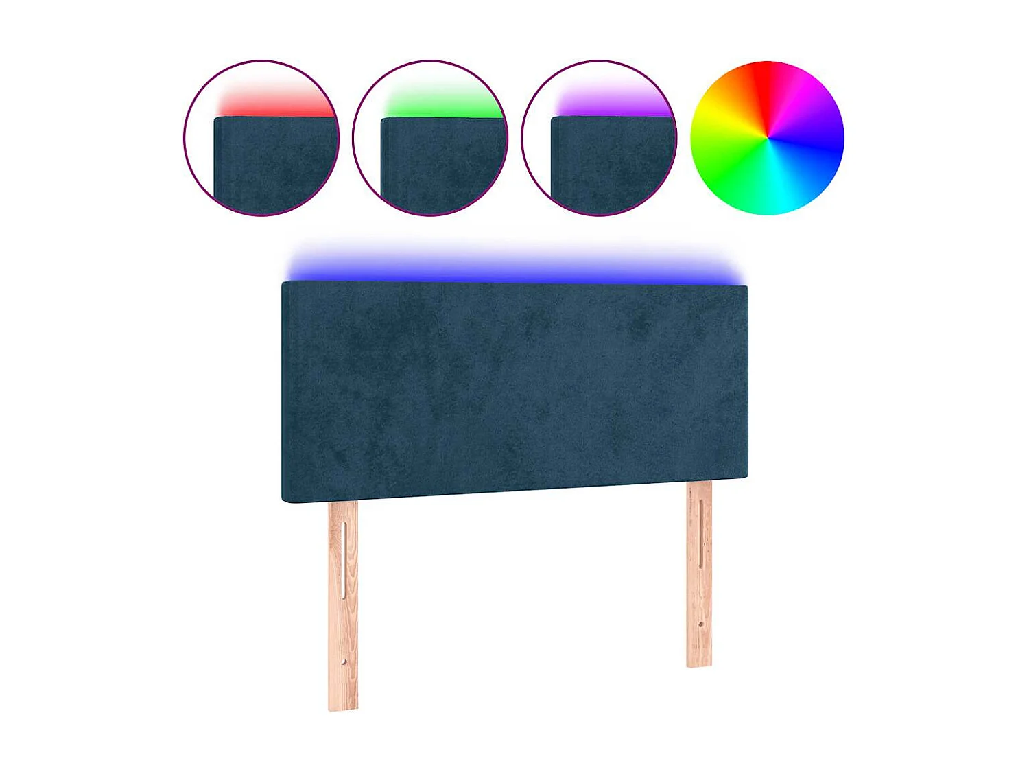 Hoofdbord LED 90x5x78/88 cm fluweel donkerblauw