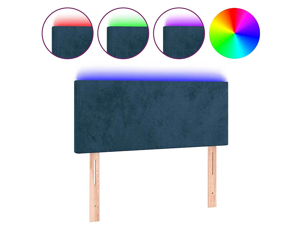 Hoofdbord LED 90x5x78/88 cm fluweel donkerblauw