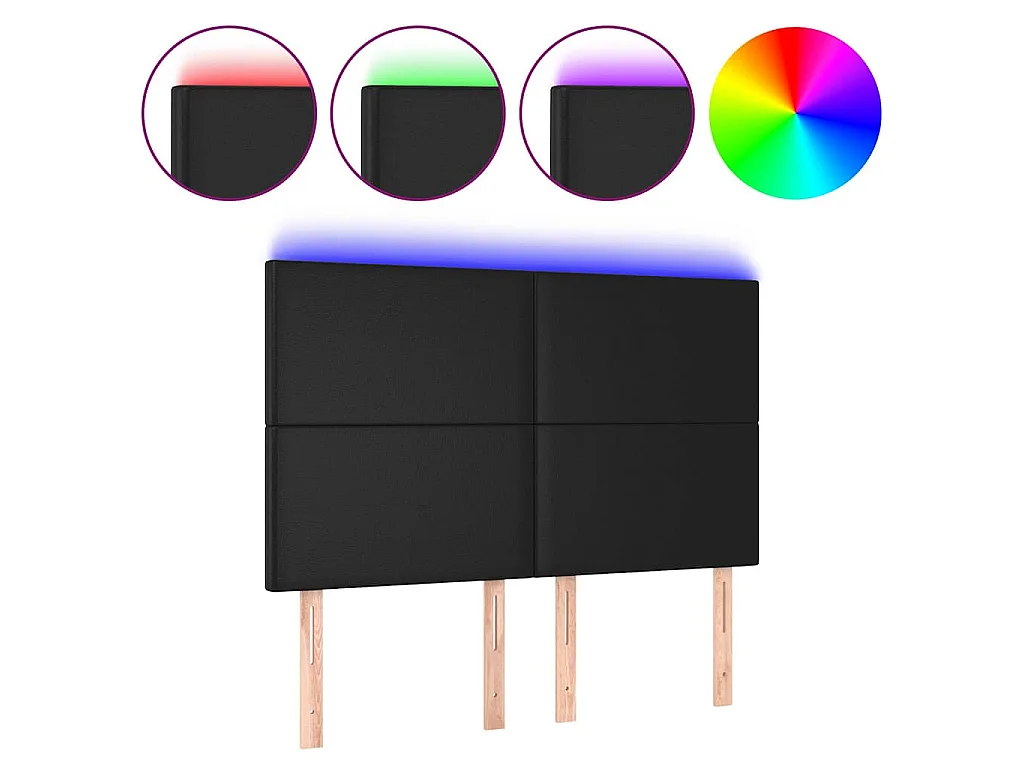 LED Kopfteil Schwarz 144x5x118/128 cm Kunstleder