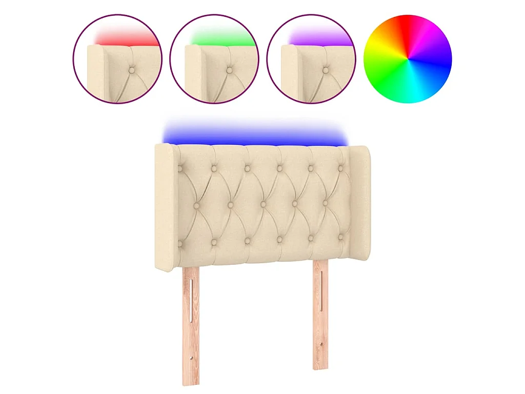 Hoofdbord LED 83x16x78/88 cm stof crèmekleurig