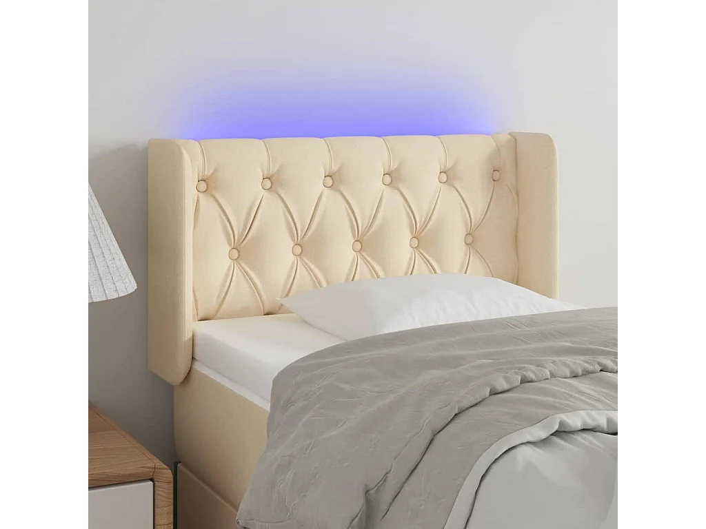 Hoofdbord LED 83x16x78/88 cm stof crèmekleurig