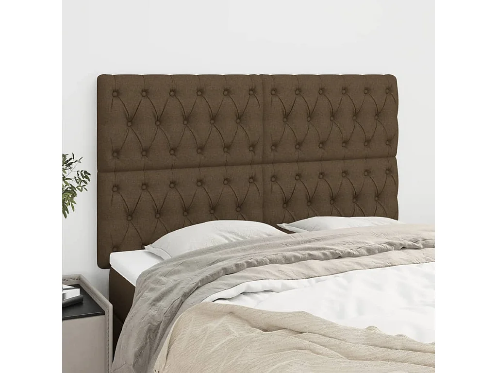 Hoofdbord donkerbruin 160x7x118/128 cm stof
