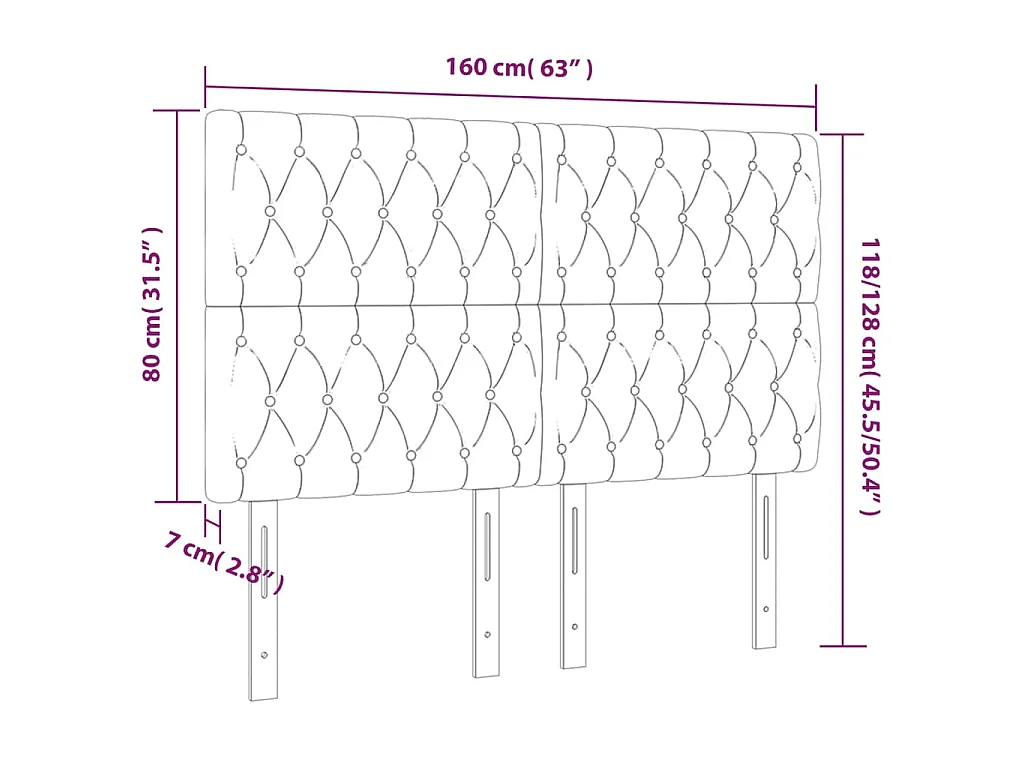 Hoofdbord donkerbruin 160x7x118/128 cm stof