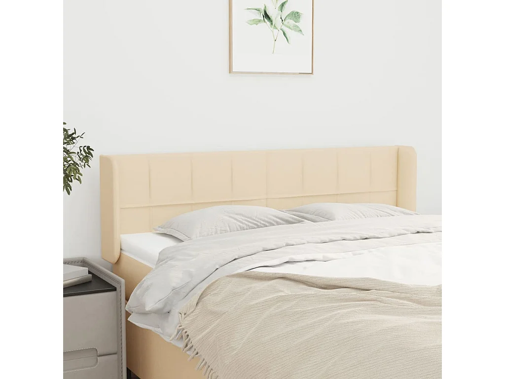 Cabeceira de cama c/ abas tecido 147x16x78/88 cm creme