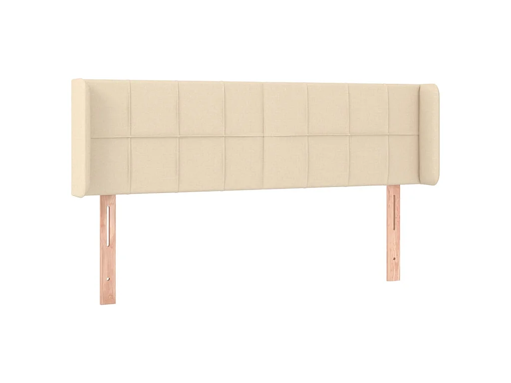 Hoofdbord met randen 147x16x78/88 cm stof crèmekleurig