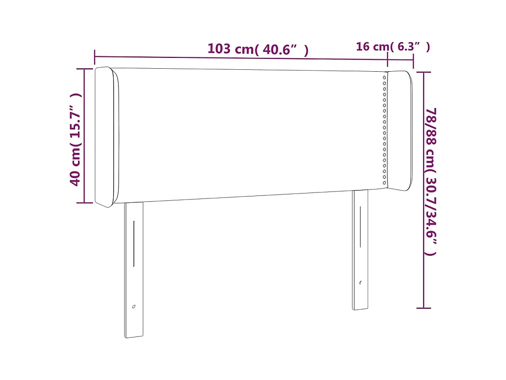 Hoofdbord met randen 103x16x78/88 cm kunstleer grijs