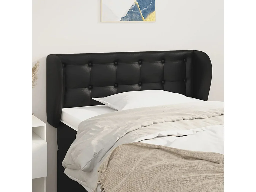 Testiera ad Orecchio Nera 83 x 23 x 78/88 cm in Similpelle