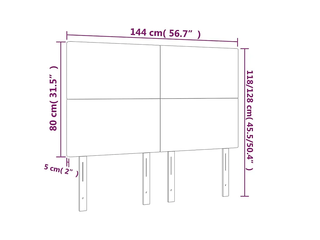Hoofdbord LED 144x5x118/128 cm stof donkergrijs