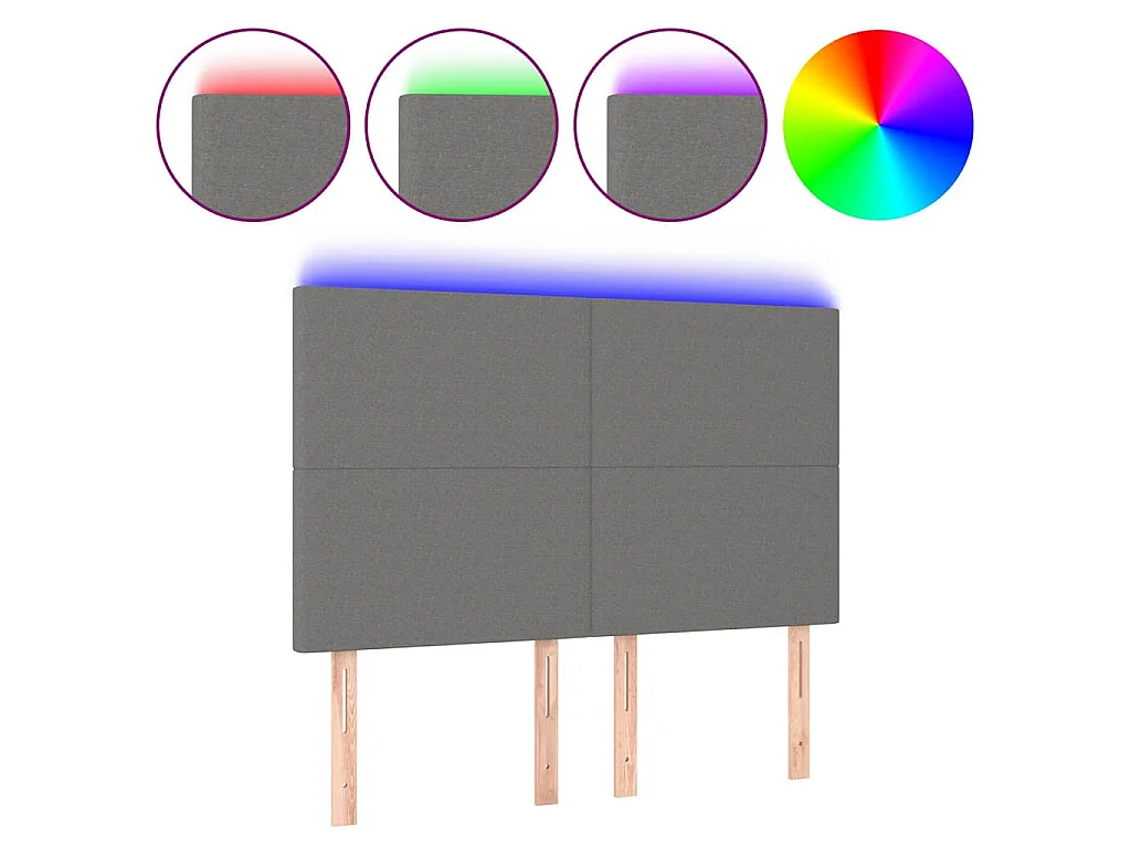 Testiera a LED GrigioScuro 144x5x118/128cm inTessuto