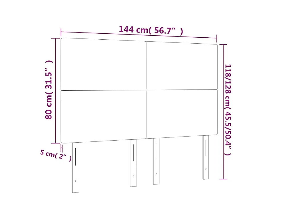Testiera a LED GrigioScuro 144x5x118/128cm inTessuto