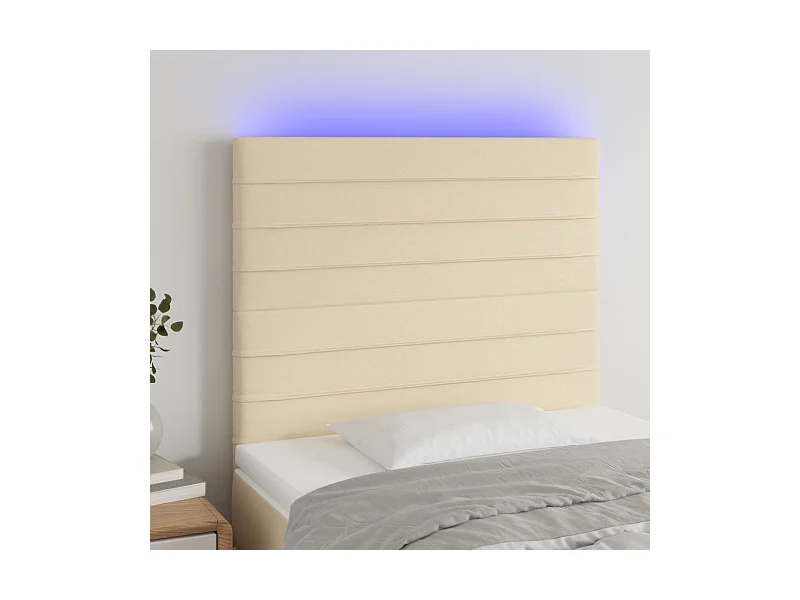 Tête de lit à LED Crème 80x5x118/128 cm Tissu